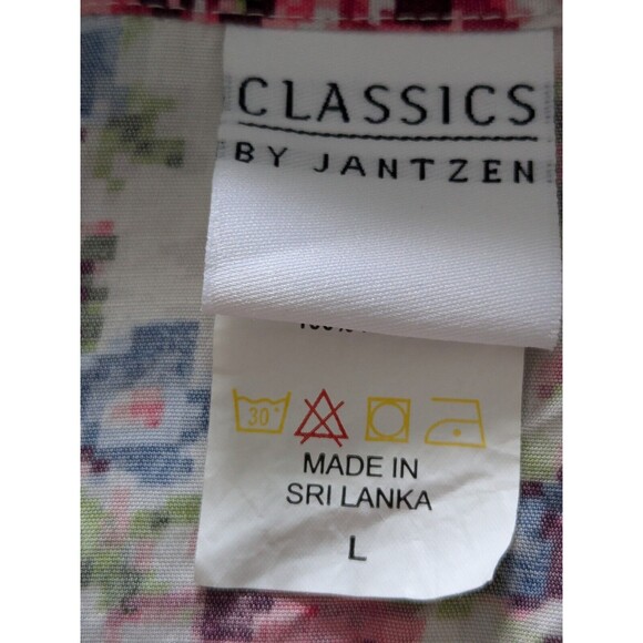 Classics Jantzen Top Womens L Vintage Floral Multi Short Sleeve Button Up Shirt - Picture 3 of 10